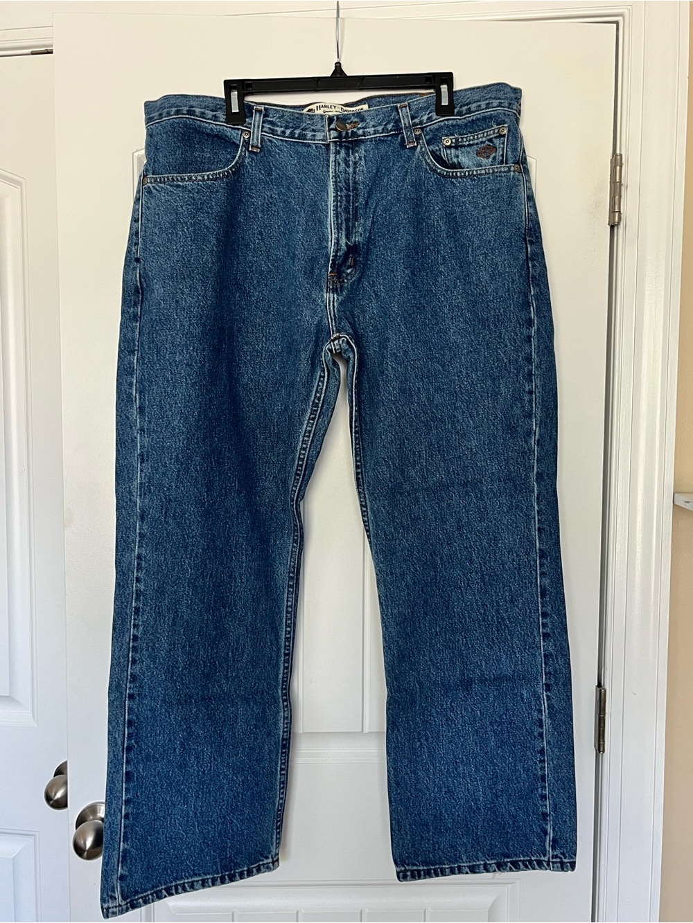 Vintage Harley-Davidson Men's Relaxed Dark Blue Straight Leg Denim Jeans 40x30